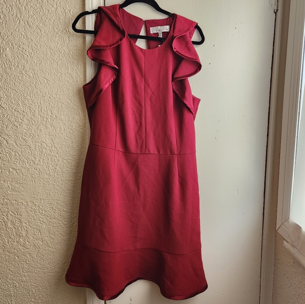 adalyn rae- red ruffle sleeve dress